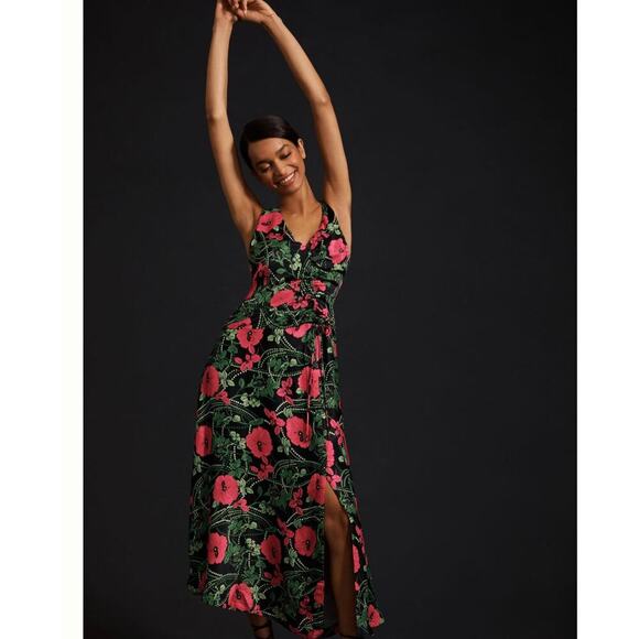 Anthropologie Dresses & Skirts - Anthropologie Maeve Floral Ruched Midi Dress Multicolor Size US 6